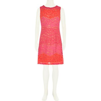 Girls pink lace dress